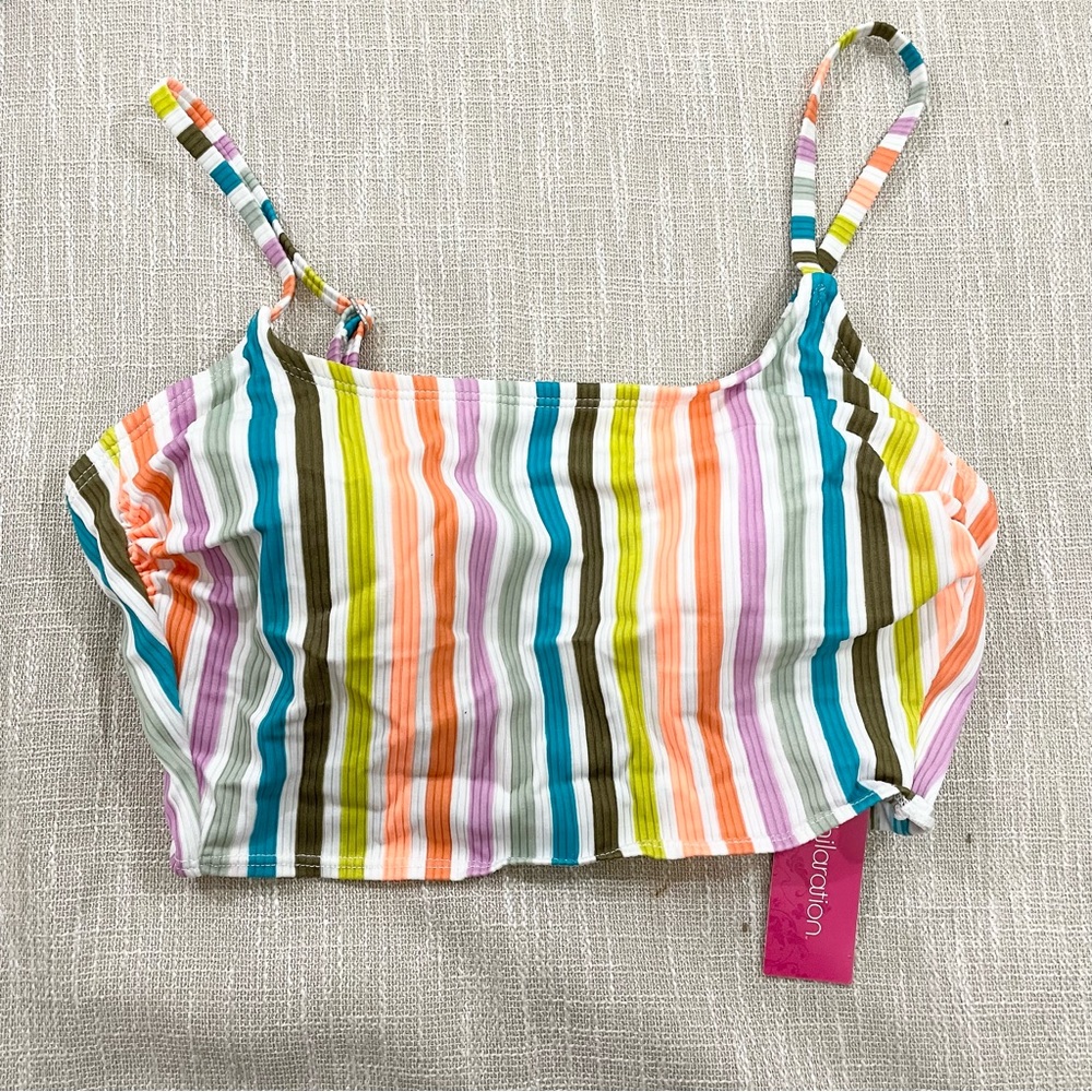 NWT Xhiliration Multicolored Stipe Bikini Top Size M